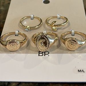 NWT BP Bundle of 5 Gold Toned Rings